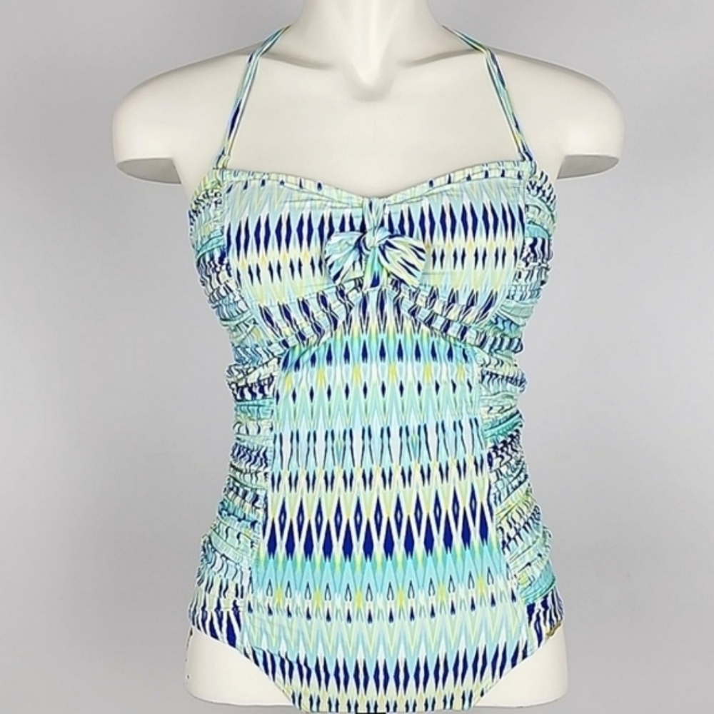 Azura Australian Blue Aqua Halter Strapless Centre Knot One Piece  Swimsuit Sz 6